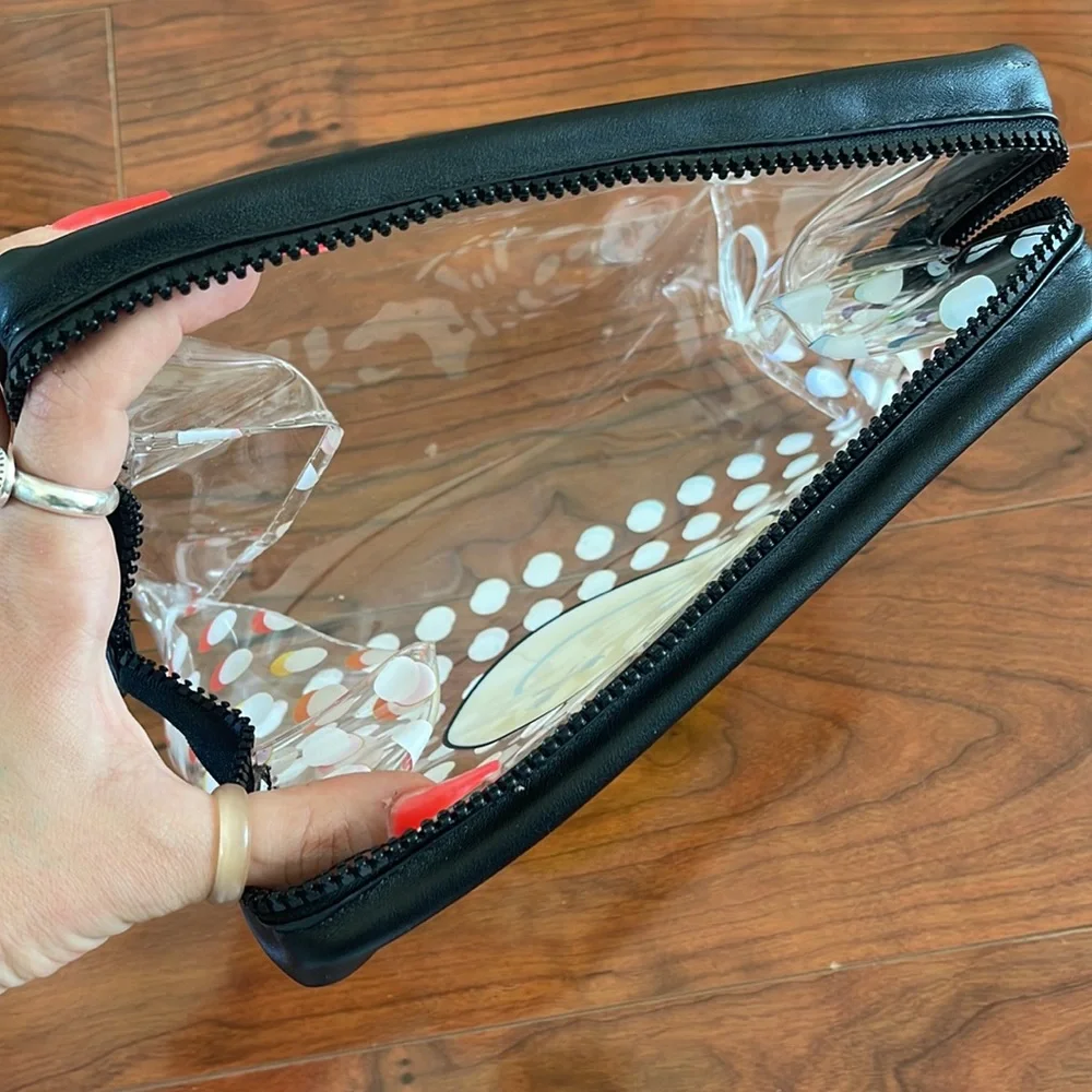 NWT Victoria's Secret Pink Clear Rainbow Smiley Face Cosmetic Bag Pouch